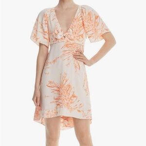 Joie Orange Flutter Sleeve V-Neck Sundress